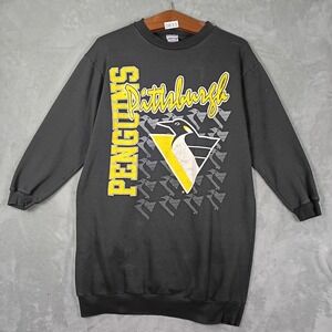 True Fan Sweatshirt Dress Womens OS Black Pittsburgh Penguins Vintage 90s Sports